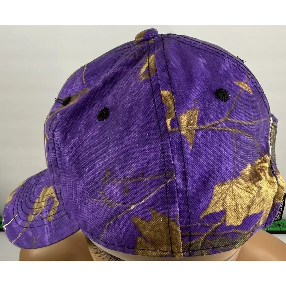 Realtree Outdoor Cap Hat Purple Camo Black Embroidered Logo Adjustable